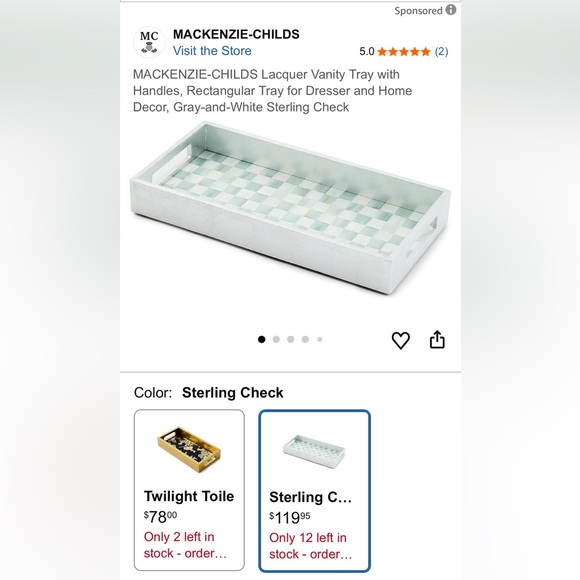 MACKENZIE CHILDS VANITY TRAY - Picture 2 of 3